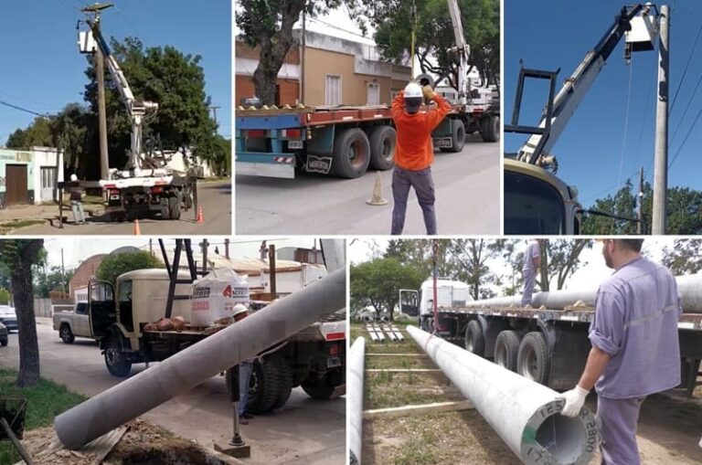 Reemplazan postes eléctricos de madera por cemento