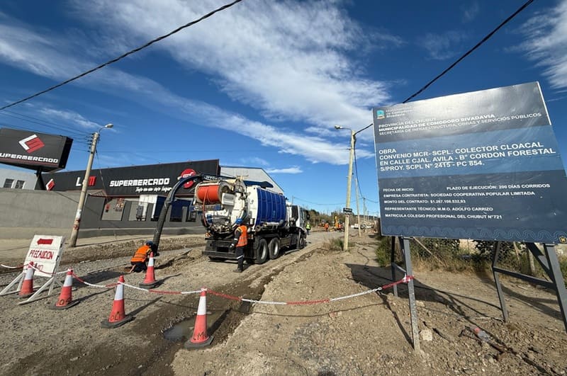 Llevan redes cloacales a barrios del sur de Comodoro Rivadavia